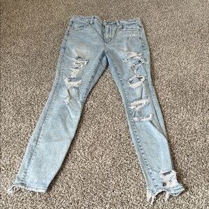 American Eagle Outfitters Light Blue Distressed Skinny Jeans